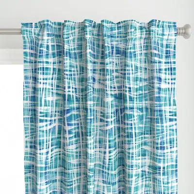 Spoonflower Classic Checkered Ocean Curtain Panel