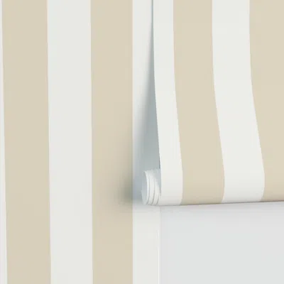 Spoonflower Classic Modern Cabana Stripes - Versatile Crisp Evenly Spaced - Beige White Performance 2' X 12' In Neutral