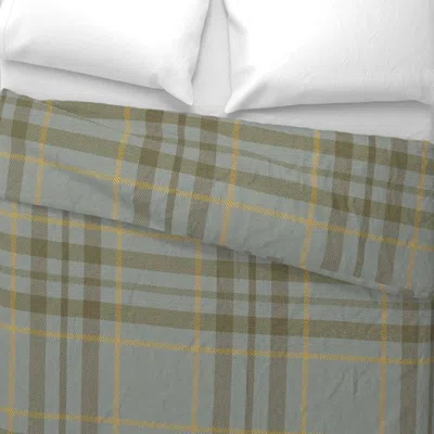 Spoonflower Classic Olive Green And Mustard Yellow Plaid On Mint Green Twill Texture King Pillow Sha