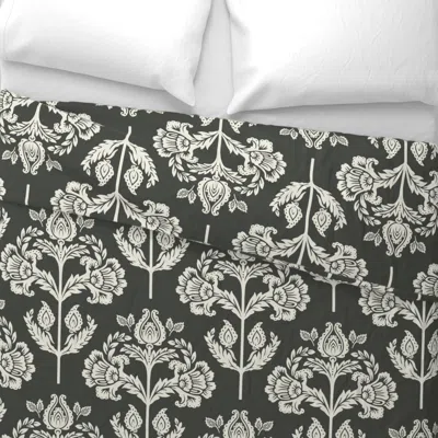 Spoonflower Classical Revival Floral On Soft Black Wide Cotton Sateen 3.5 oz 26" X 20" Standard Knife Edge