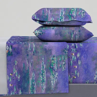 Spoonflower Claude Monet Water Lilies In Purple Cal King Sheet Set
