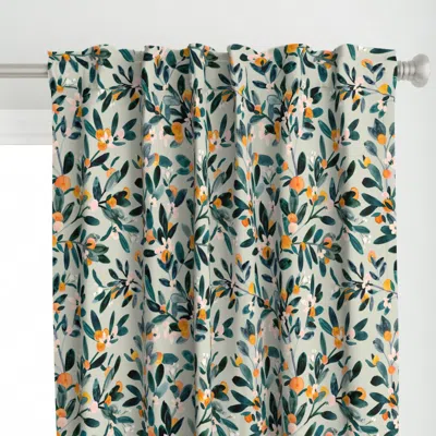 Spoonflower Clementine Sprigs-silver Curtain Panel