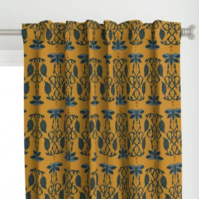 Spoonflower Climbing Lotus Gold And Curtain Panel In Orange