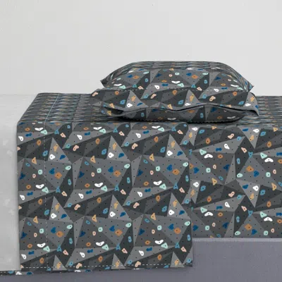 Spoonflower Climbing Lovers Bouldering Gym Wall With Hold And Boulders Colorful Blue Twin Xl Sheet S