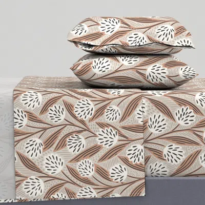 Spoonflower Climbing Vines Floral Botanical Large Scale Neutral Earth Tones Cal King Sheet Set