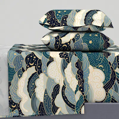 Spoonflower Clouds And Stars King Sheet Set