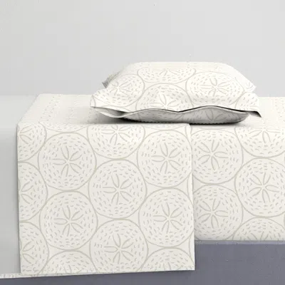Spoonflower Coastal Calm Ocean Beach Sand Dollar Boho Nautical Neutral Cream Large Twin Sheet Set