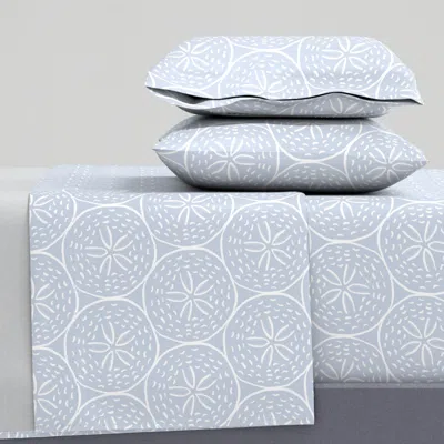 Spoonflower Coastal Calm Ocean Boho Beach Sand Dollar Neutral Periwinkle Large Queen Sheet Set