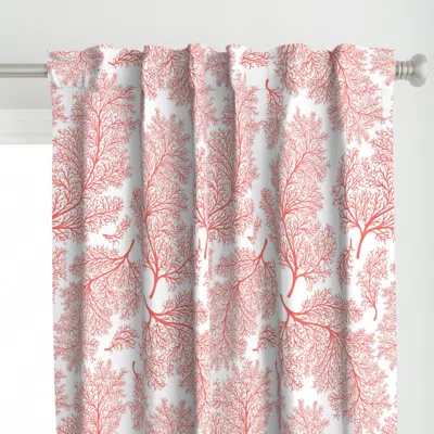 Spoonflower Coastal Chic Pink Coral Curtain Panel