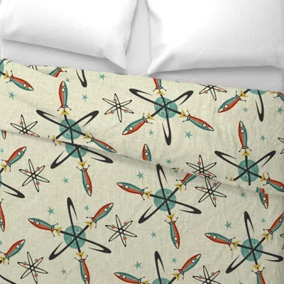 Spoonflower Color Block Atomic Rockets - Half Drop Wide Cotton Sateen 3.5 oz 26" X 20" Standard Knife Edge