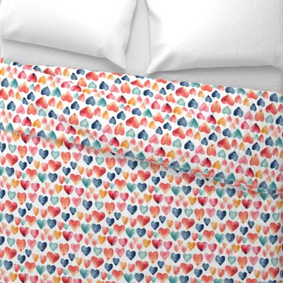Spoonflower Colored Hearts On White Background Wide Cotton Sateen 3.5 oz 26" X 20" Standard Knife Edge