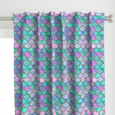 Spoonflower Colorful Mermaid Scale Curtain Panel