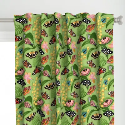 Spoonflower Colorful Moths And Flora Curtain Panel