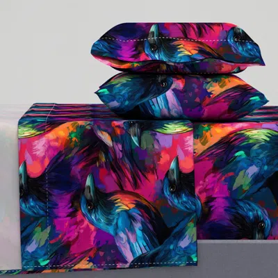 Spoonflower Colorful Raven Modern Painting King Sheet Set