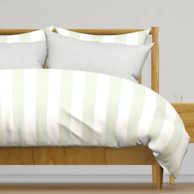 Spoonflower Colossal Stripe Faded Basil Duvet Cover