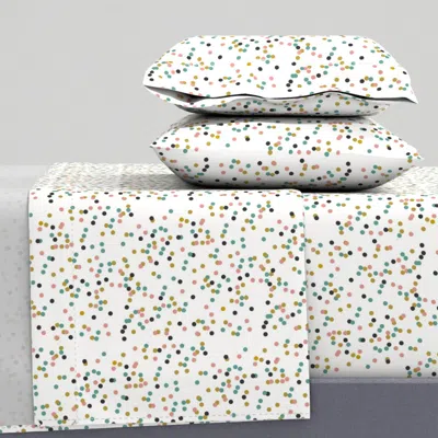 Spoonflower Confetti Dots Small Dots Tropical Coral Teal Mustard By Sunny Afternoon Queen Sheet Set