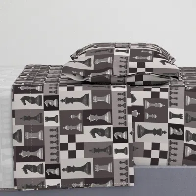 Spoonflower Conversational Chess Board Twin Xl Sheet Set