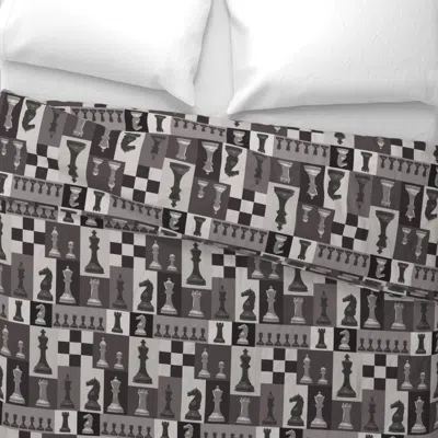 Spoonflower Conversational Chess Board Wide Cotton Sateen 3.5 oz 26" X 20" Standard Knife Edge