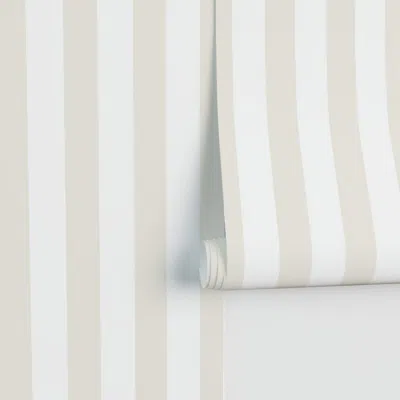 Spoonflower Coquette Stripes - Ivory And White Timeless Modern Geometric Beach House Performance In Neutral