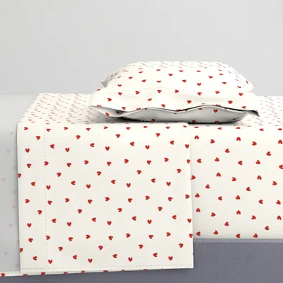 Spoonflower Coquette Tossed Red Hearts On Cream Medium For Apparel Kids Clothing Twin Xl Sheet Set