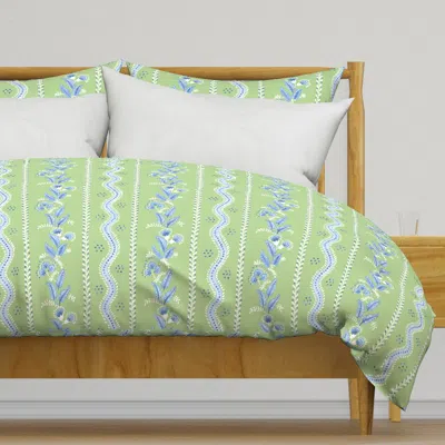 Spoonflower Cornflower On Spring Green Duvet Cover