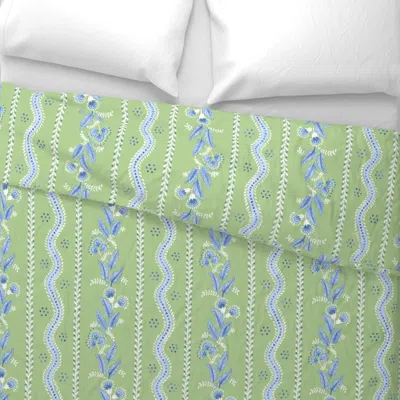 Spoonflower Cornflower On Spring Green Emma Stripe King Pillow Sham