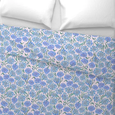 Spoonflower Cornflowers In Crayon (soft Vintage Pink) Wide Cotton Sateen 3.5 oz 26" X 20" Standard Knife Edge