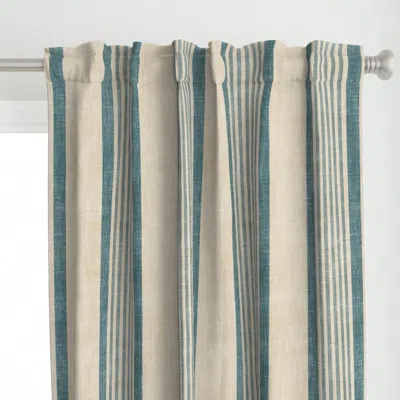 Spoonflower Cottage Linen Stripe - Curtain Panel