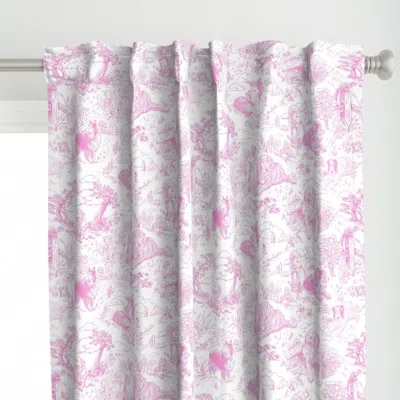 Spoonflower Country Dogs Toile Pink Curtain Panel
