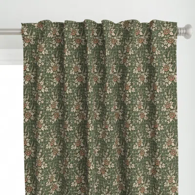 Spoonflower Country Retro Floral Curtain Panel In Green