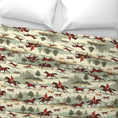 Spoonflower Countryside Fox Hunt Wide Cotton Sateen 3.5 oz 26" X 20" Standard Knife Edge