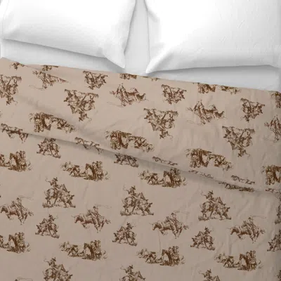 Spoonflower Cowboy Toile - Warm Wide Cotton Sateen 3.5 oz 26" X 20" Standard Knife Edge