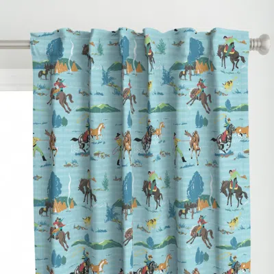 Spoonflower Cowboys On Blue Curtain Panel