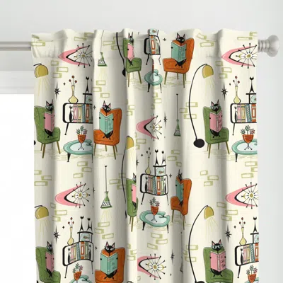 Spoonflower Cozy Cats Den Curtain Panel
