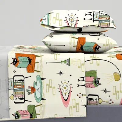 Spoonflower Cozy Cats Den Queen Sheet Set