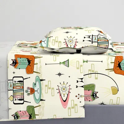 Spoonflower Cozy Cats Den Twin Xl Sheet Set In Yellow