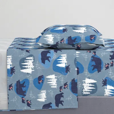 Spoonflower Cozy Holiday Bears In Winter Woodland Twin Xl Sheet Set