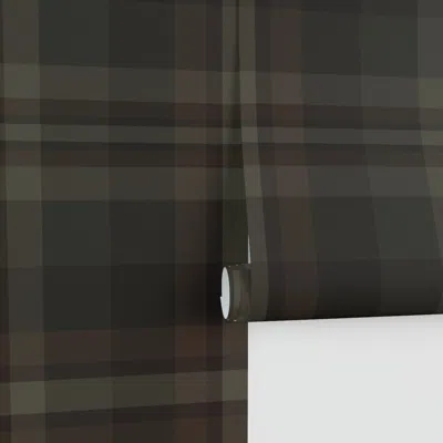 Spoonflower Cozy Tartan - Dark Earth Tone - Twill Plaid - Textured - Cabincore Cottage Performance 2' X 12' In Black