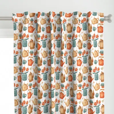 Spoonflower Cozy Tea Time Kitchen Curtain Panel