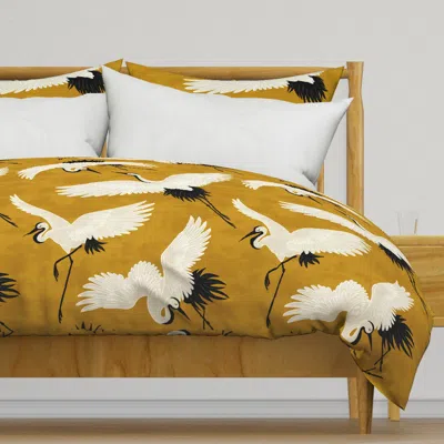 Spoonflower Cranes - Gold Duvet Cover