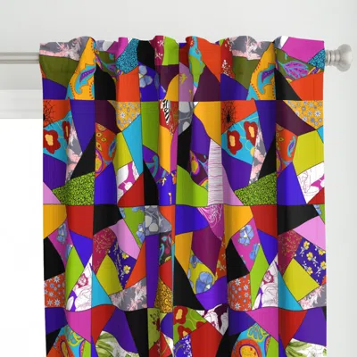 Spoonflower Crazy Quilt Brights Curtain Panel