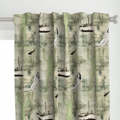 Spoonflower Creature Boat And Beauty Curtain Panel