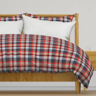 Spoonflower Crimson Red Taupe Rustic Plaid Duvet Cover
