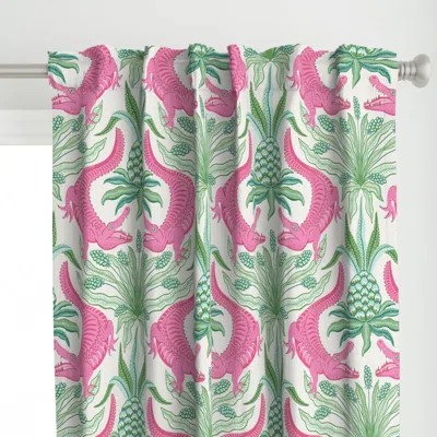 Spoonflower Crocodiles - Vibrant Pink Curtain Panel