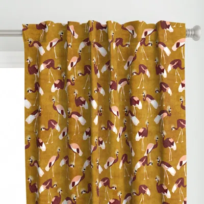 Spoonflower Crowned Cranes - Mustard Curtain Panel