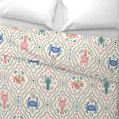 Spoonflower Crustacean Core Pretty Lobster Crayfish Crab Seaweeds Shells Starfish -lg Euro Pillow Sh