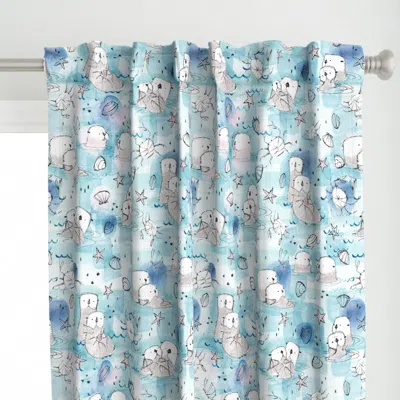 Spoonflower Cuddling Otters In Blush Curtain Panel