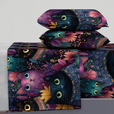 Spoonflower Culture Club Cats Cal King Sheet Set