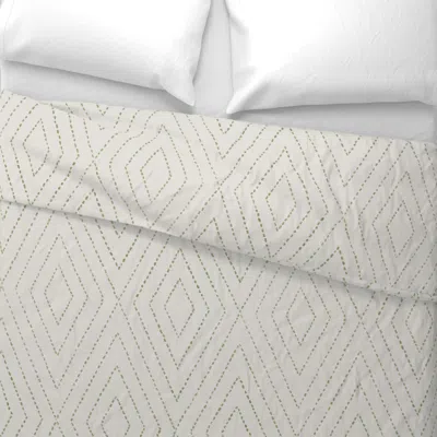 Spoonflower Custom Cream Olive Diamond Dash King Pillow Sham