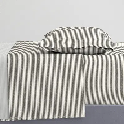 Spoonflower Custom Horizontal Black And Cream Ticking Twin Sheet Set